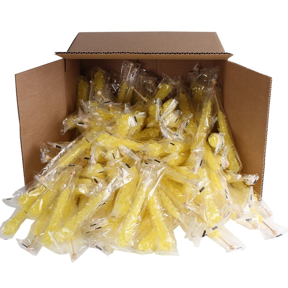 Extra Large Rock Candy Sticks: 144 Banana Lollipop - Yellow Rock Candy Sticks - Individually Wrapped - Espeez Rock Candy Sticks for Candy Buffet, Birthdays, Weddings, Receptions and Baby Shower
