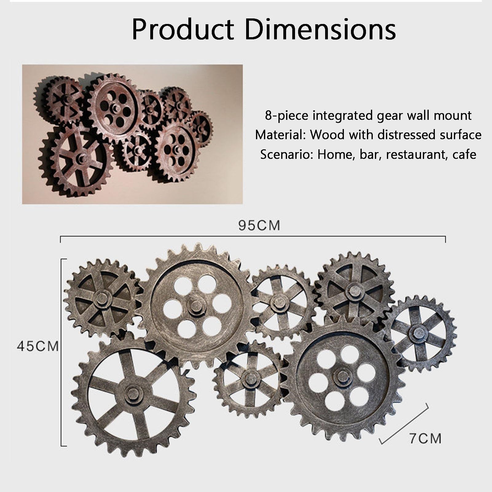 Genérico Conjunto De Decoración Pared Engranajes Industriales, Arte Madera Hexagonal, Rueda Dentada Estilo Steampunk, Diseño Estéreo 3D For Manualidades Bricolaje En Casa, Bar Y Cafetería(Gold)