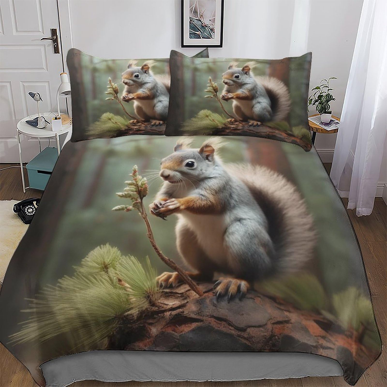 Housse de couette écureuil zippée pour enfiler facilement votre parure de lit douce 220x240