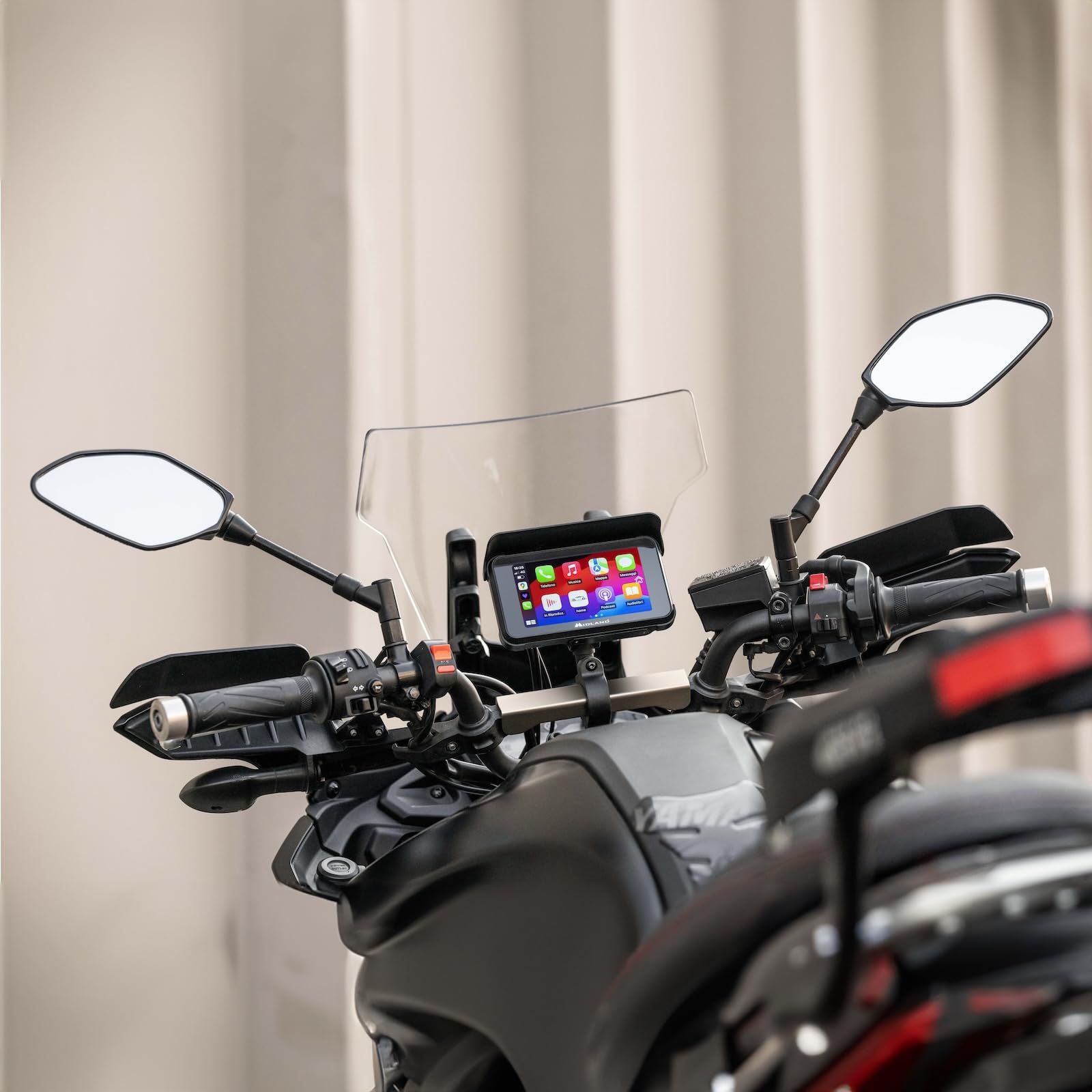 Midland BikePlay Guardian, Motorrad Multimedia, CarPlay - Mit Touchscreen, 2 Kameras und 2 Reifendrucksensoren, C1636