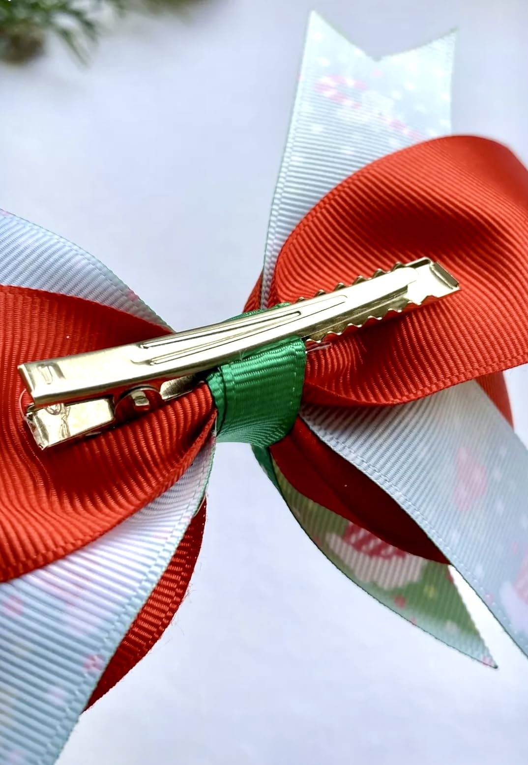 Tasarım Tokam El Yapımı Yılbaşı Desenli Kırmızı Yeni Yıl Noel Yılbaşı Saç Tokası 15 cm x 10 cm