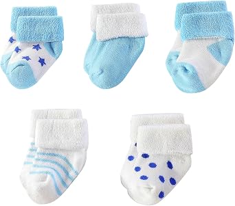 MAMIMAKA Unisex Baby Terry Socks 5-Pack for Baby boy and girl 0-12 Months Warm Cotton Socks