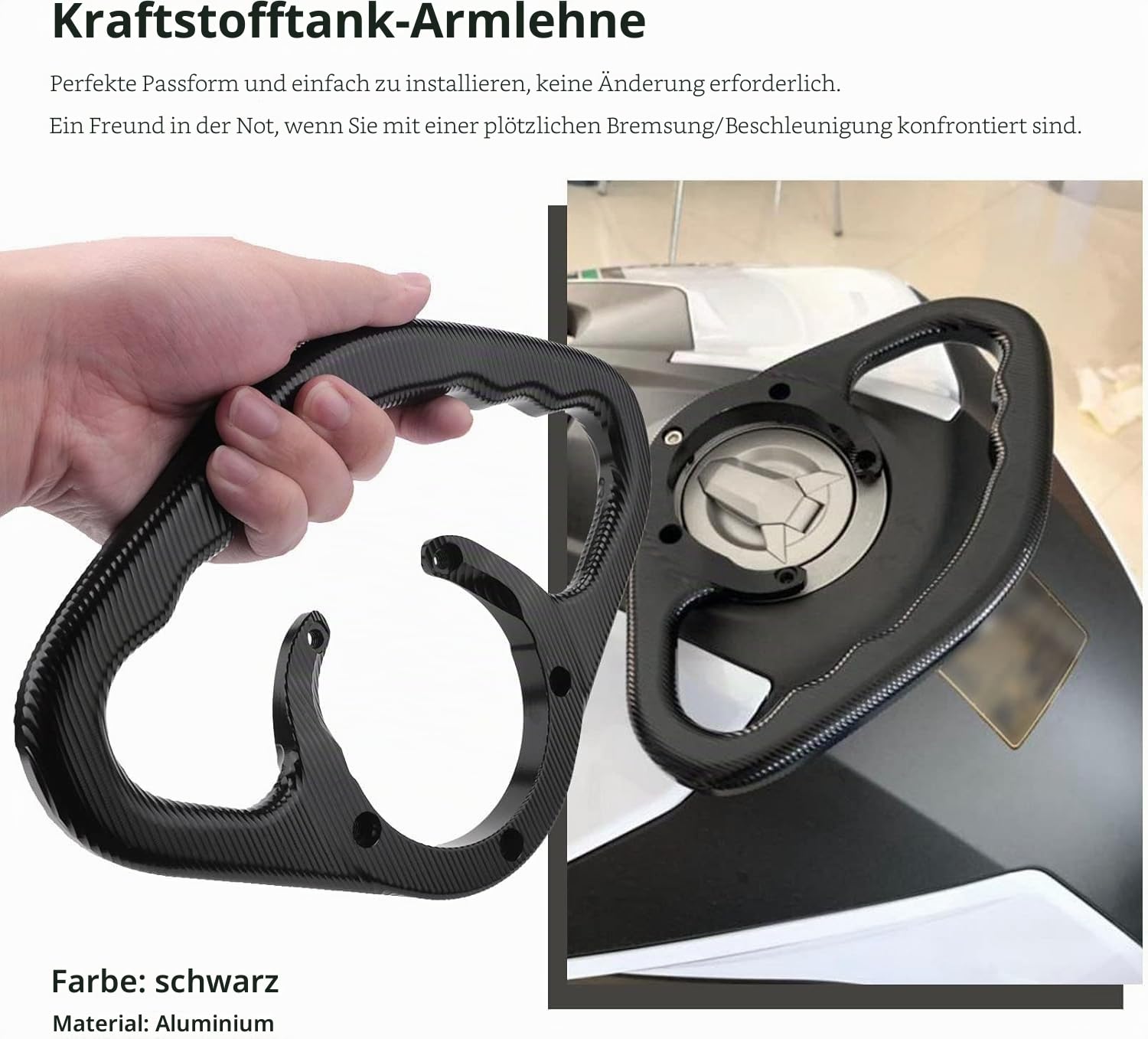 Motorrad Beifahrer Handgriff Tank Haltegriff Armlehne für Z800 Z1000 ZX6R ZX10R schwarz