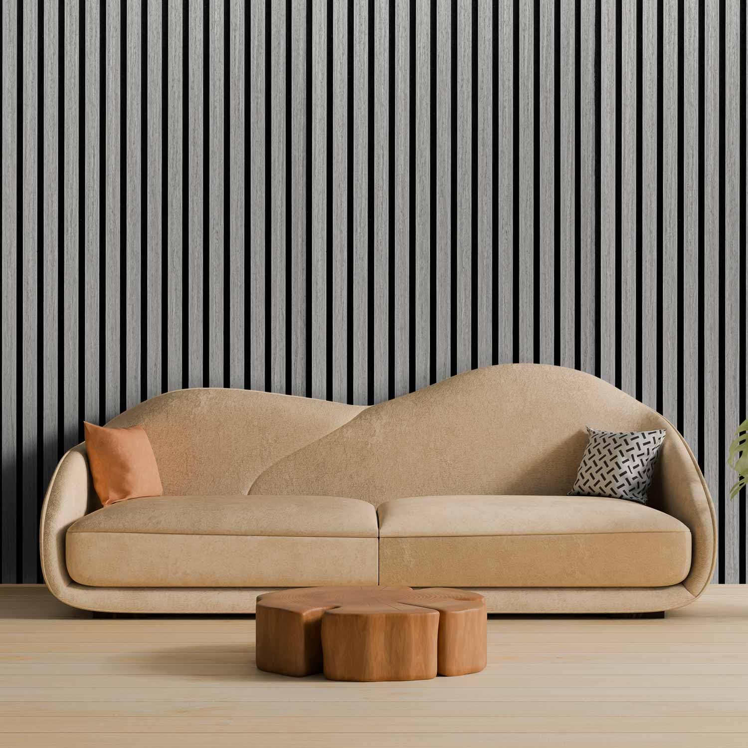 Beethoven Lot de 4 panneaux d'insonorisation décoratifs en bois Gris 150 x 60 cm