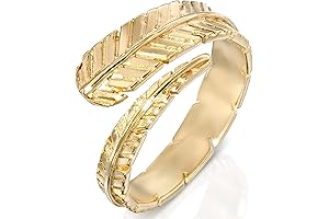 Anillos para mujer de oro 14k: Ajustables y delicados anillos de plumas...
