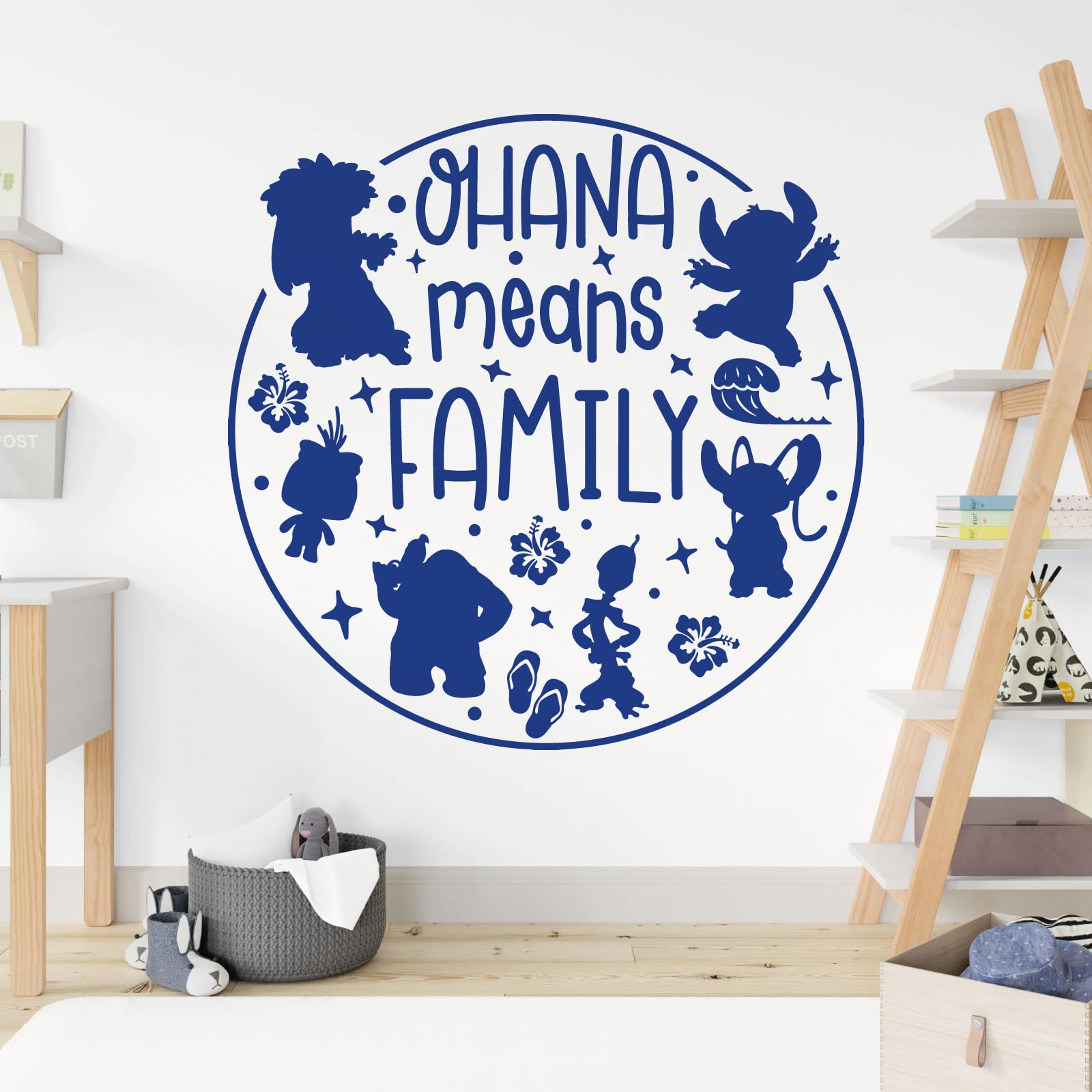Ohana Means Family - Lilo and Stitch - Children Decal Wall Sticker [Large] [Mid Blue]