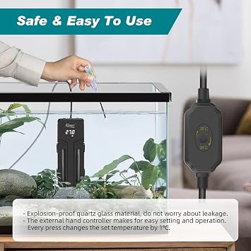 hygger Fish Tank Heater, 800W Submersible Aquarium Heater with Intelligent LED Digital Display Thermostat Controller for 454-680L Freshwater Saltwater Tank