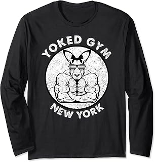 Weight Lift Yoked Gym New York NY Flex Muscle Power Kangaroo Long Sleeve T-Shirt