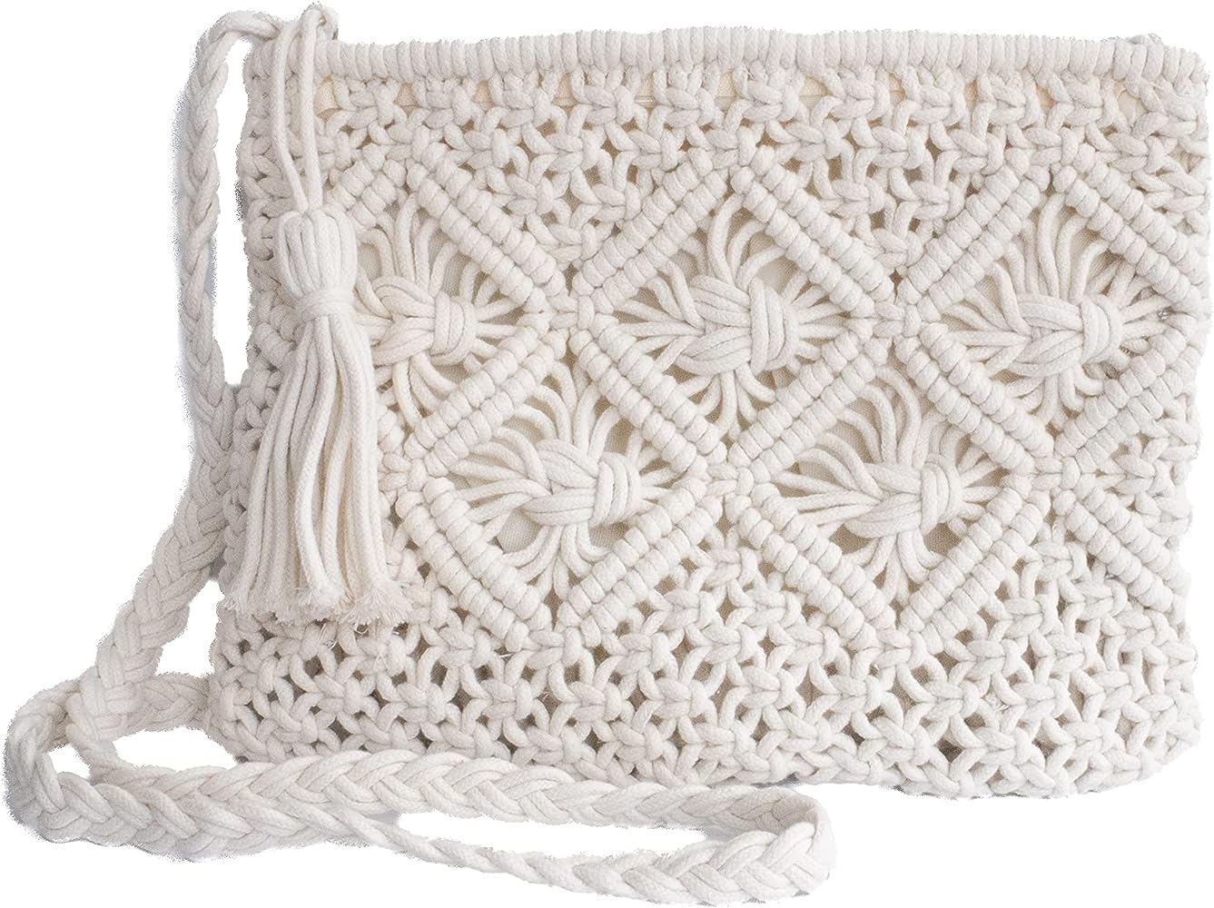 PR HAND WORKS Stylish Handmade Macrame Sling Bags For Womens macrame hand bag (White) (B0CDXSLF72) Amazon Price History, Amazon Price Tracker