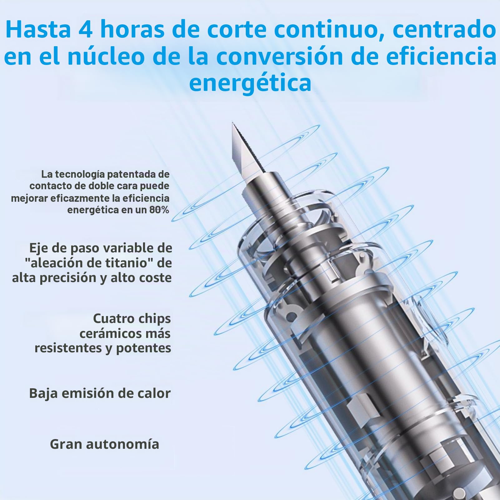 Elprico Cúter ultrasónico, 40 kHz 30 W, cuchillo ultrasónico con 3 niveles de velocidad, pantalla OLED, 50 cuchillas e iluminación LED para resina de plástico, impresiones 3D y proyectos de bricolaje
