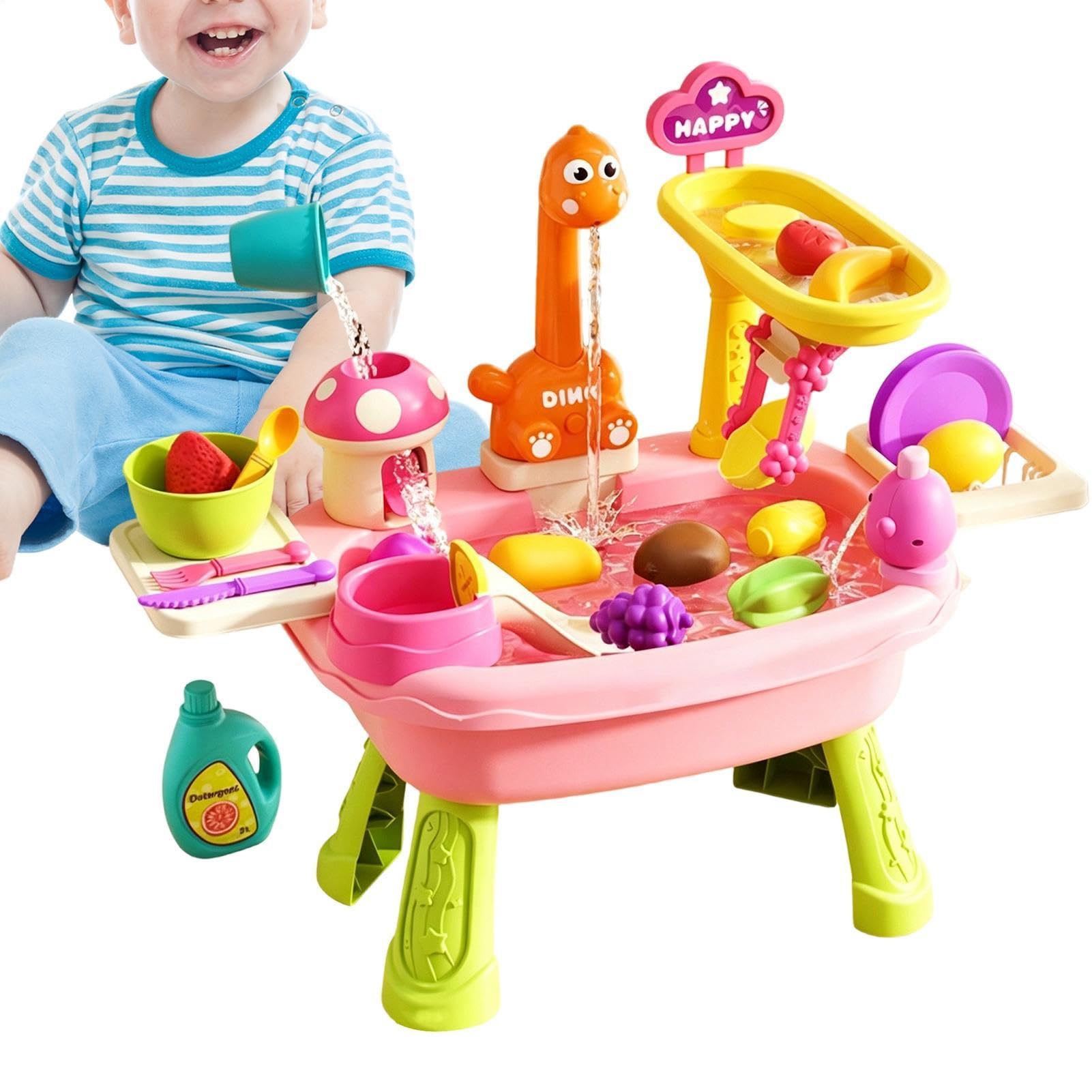 Stół Wodny Dla Dzieci Uroczy Kran Dinozaur Jedzenie Do Zabawy Letnie | Aktywność Sensoryczna Z Bieżącą Wodą Dla Dzieci W Wieku 3+ I Przedszkolaków, Na Plażę, Do Ogrodu, Basen, Rozwój