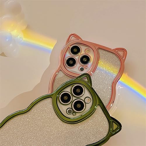 Miniatura 2 de Funda compatible con iPhone 11 Pro Max para mujeres y niñas, bonita funda de orejas de gato chapado de lujo con purpurina en la parte trasera