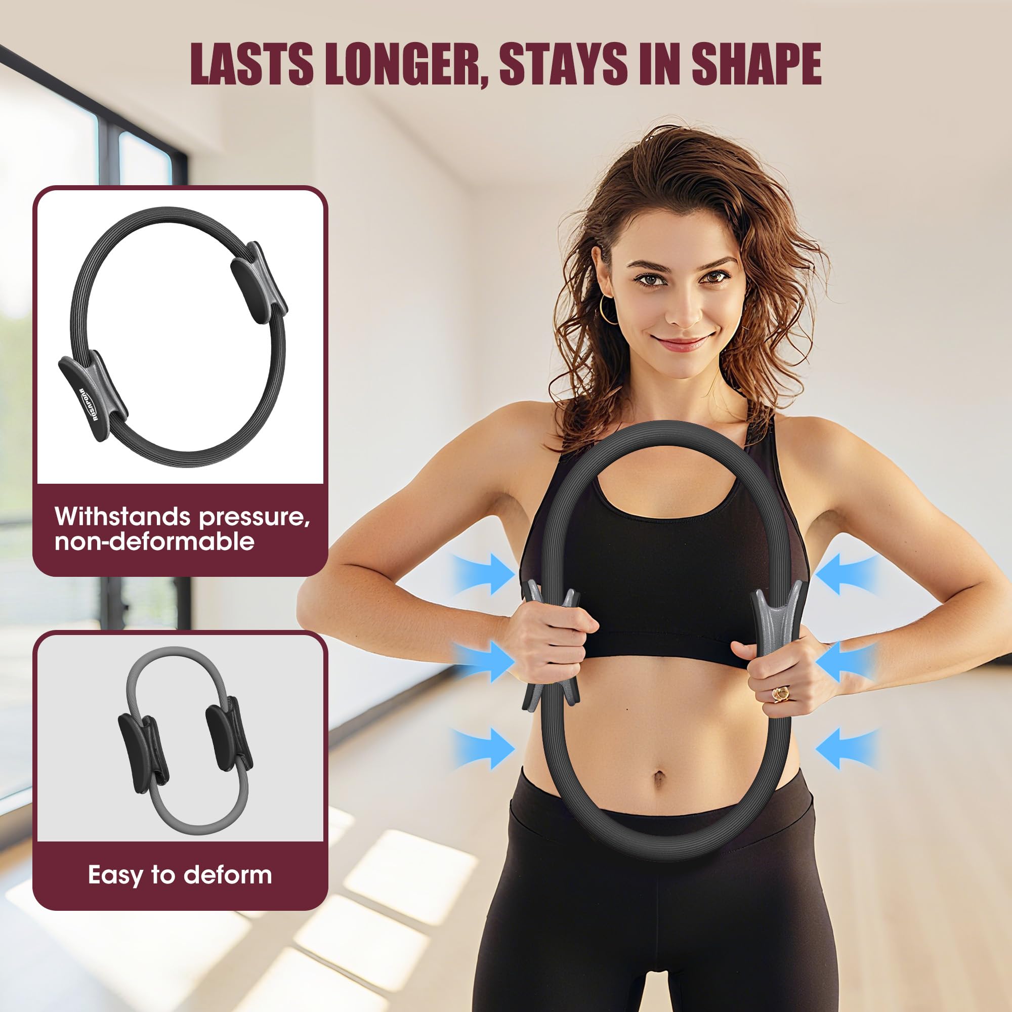 ROSAPOAR Pilates Essentials Kit for Women, Pilates Ring Set - 14'' Magic Circle with Yoga Ball & Resistance Bands – Pilates Kit for Home Workouts, Toning & Core Sculpting Pilates Equipment'