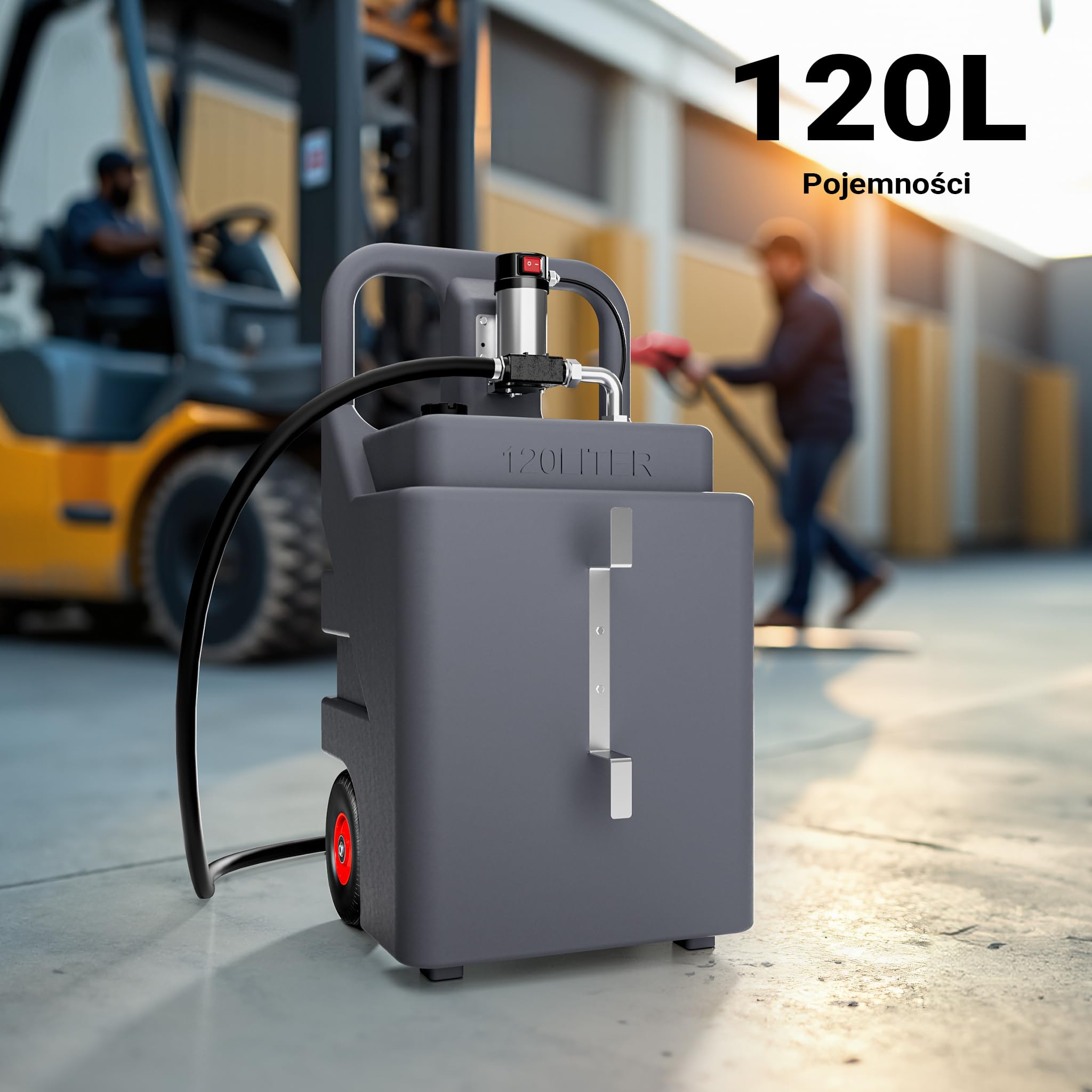 Wiltec Przenośny zbiornik paliwa 120 l z pompą do paliwa 40 l/min 12 V i pistoletem, mobilny zestaw na kołach na olej napędowy diesel