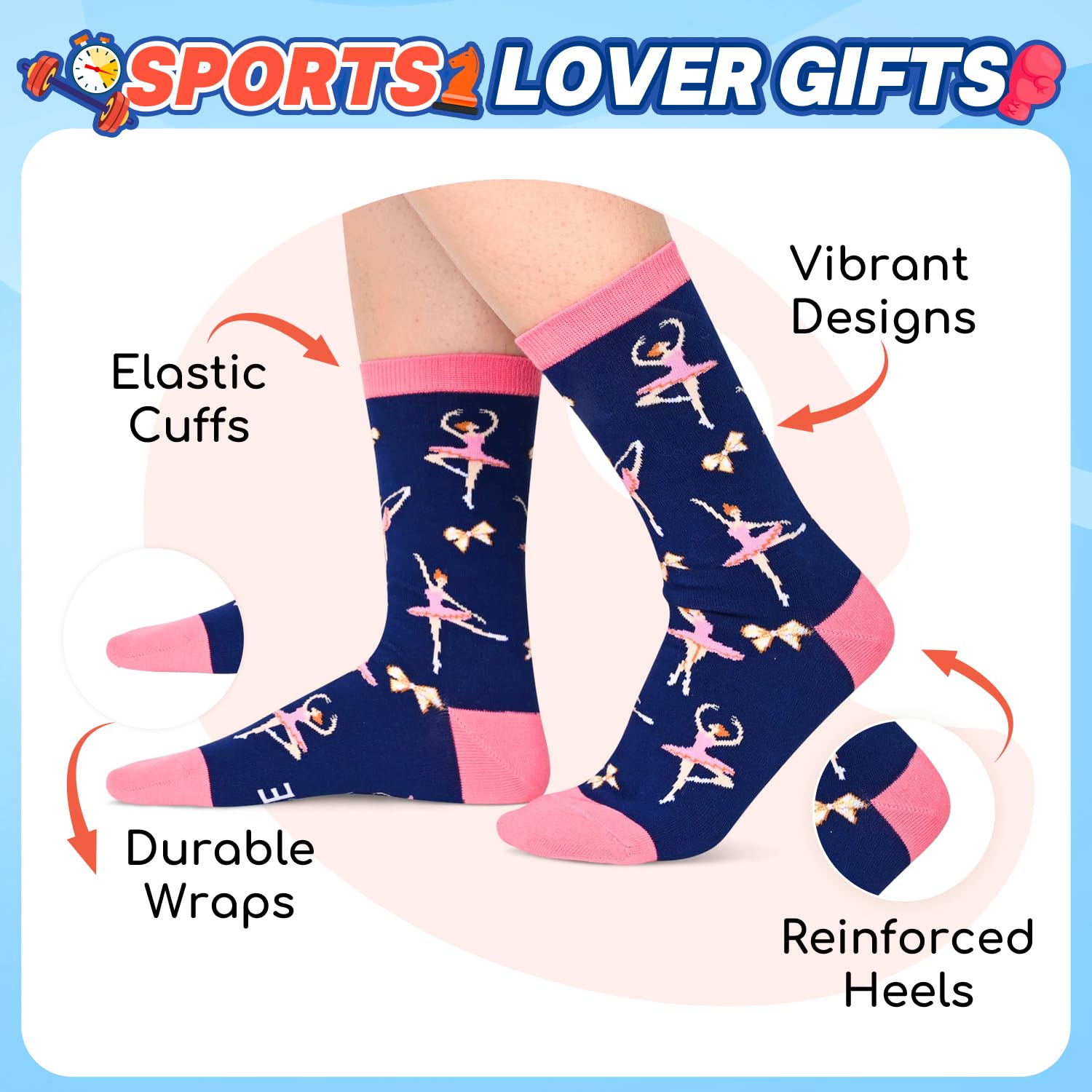 HAPPYPOP Sports Socks for Men Women - Weight Lifter Runner Hunter Dancer Climber Gifts