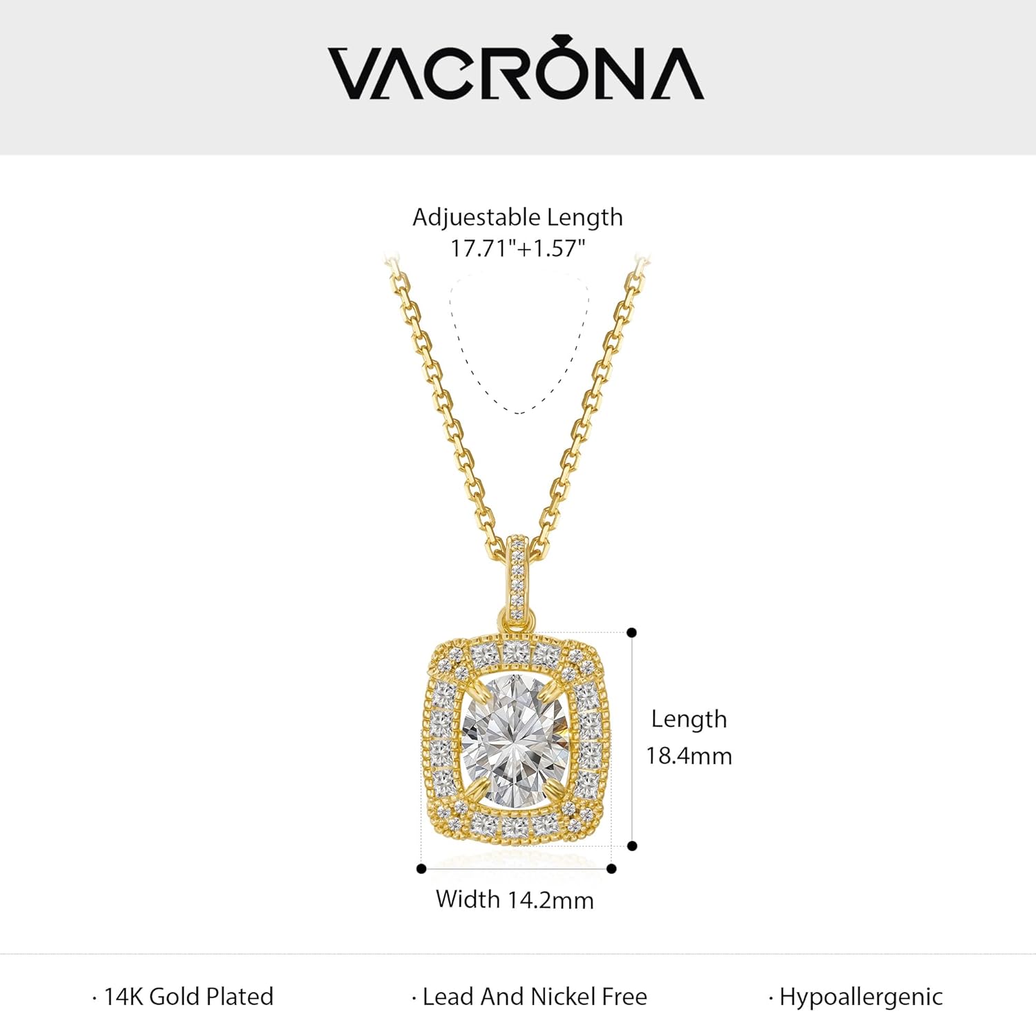 VACRONA Gold Pendant Necklaces for Women 14K Gold Plated Dainty Necklace Elegant Jewelry Gifts - Image 4