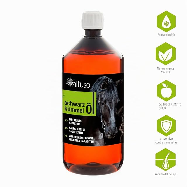 Foto 2 de 5 de Aceite de comino negro mituso 1L para perros y caballos, prensado en frío y 100% puro