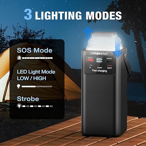 Miniatura 3 de Estación de energía portátil 99Wh 27000mAh Cargador portátil Banco de energía con luz de camping 22.5W carga rápida QC 3.0 PD Cables integrados