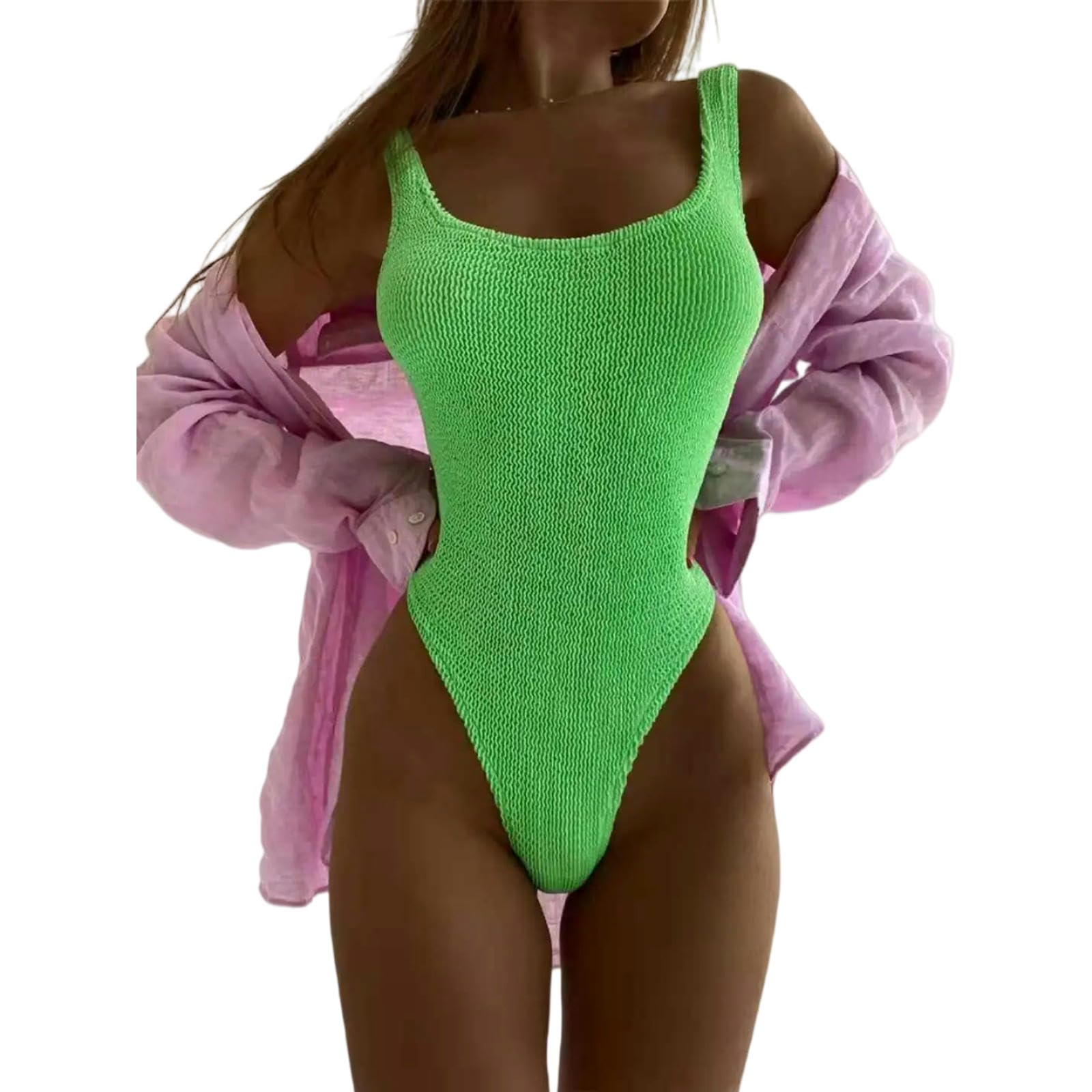 Maillot de bain cou carré bleu texturé taille L pour sculpter la silhouette