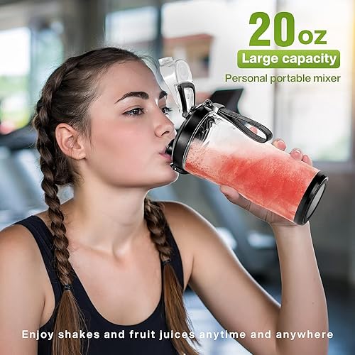 Miniatura 2 de Licuadora portátil de 20 onzas para batidos y batidos, exprimidor eléctrico de 4000 mAh con motor de 270 W, impermeable IP67, licuadora de jugo
