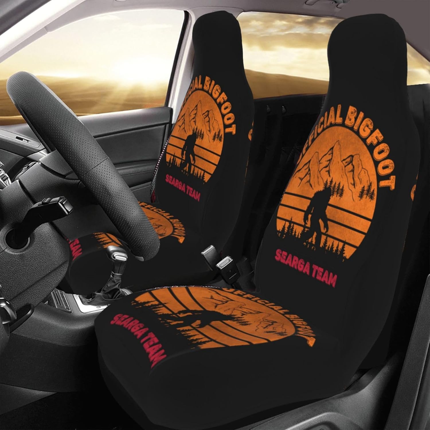 Funny Sasquatch Bigfoot Official Bigfoot Search Team Front Car Seat Cover for Men & Women 2 Pcs Automotive Seat Covers Automotive Vehicle Cover for Cars SUV Pick-Up Truck