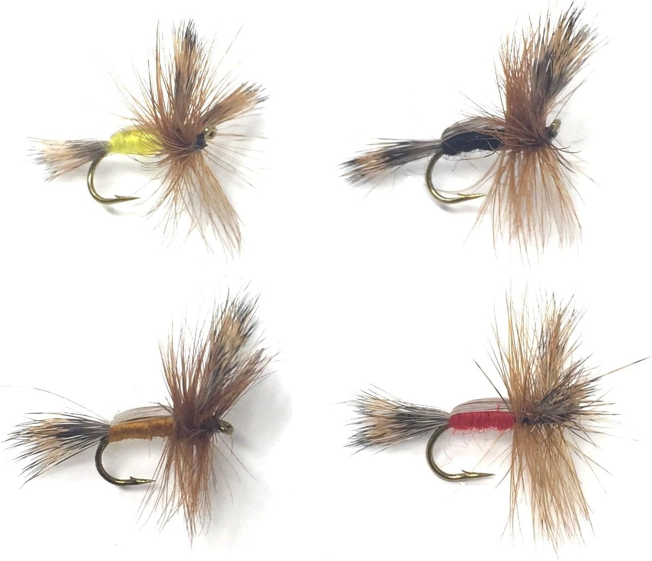 Feeder Creek The Humpy Assortment, Yellow, Black, Red & Natural, 32 Fly Fishing Dry Flies in a 4 Size Set 12,14,16,18 (2 of Each Size), Great for Trout, Bass, Salmon, Panfish & More : Sports & Outdoors