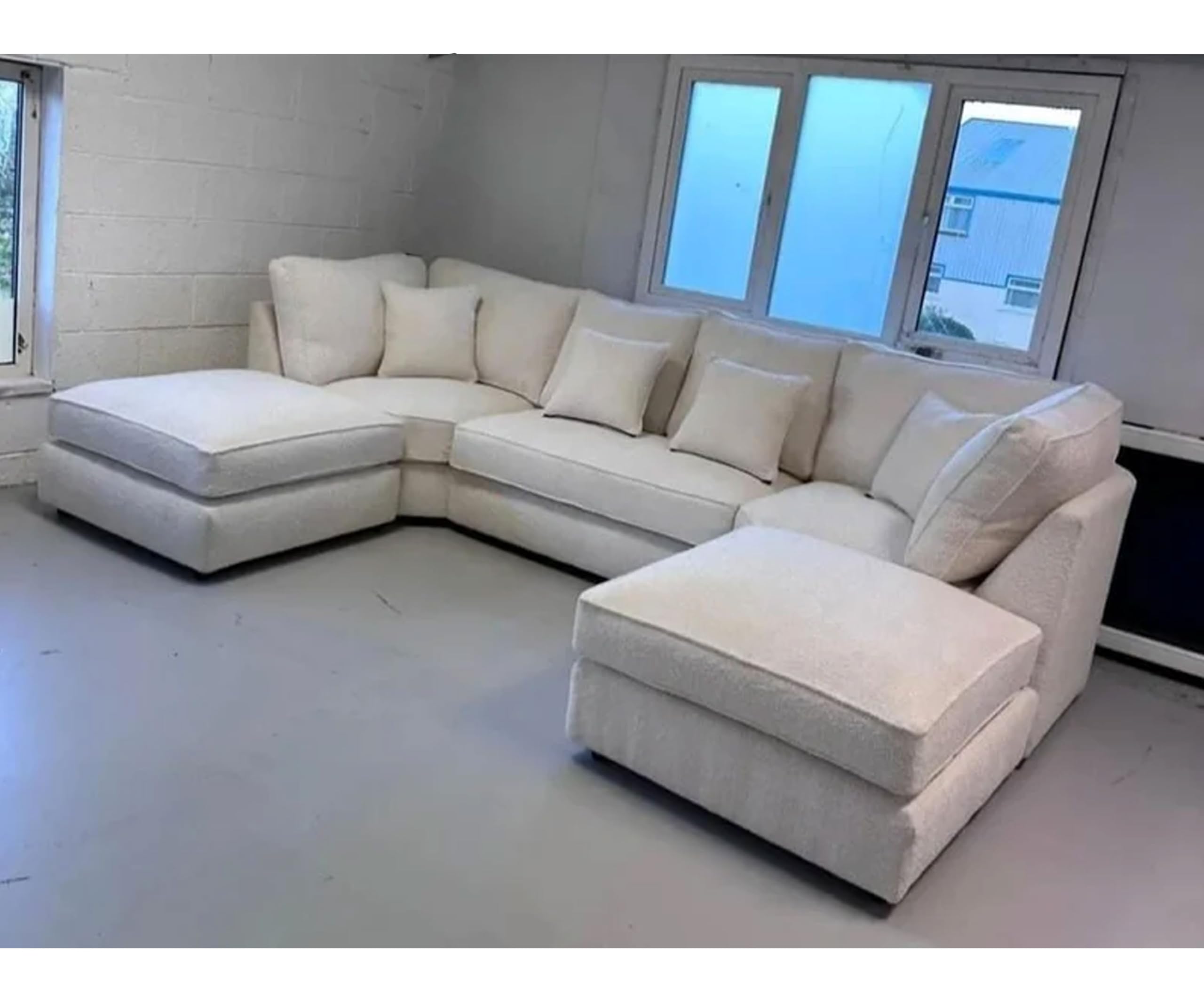 MNS Traders Limited Teddy Boucle Fabric U-Shape Corner Sofa