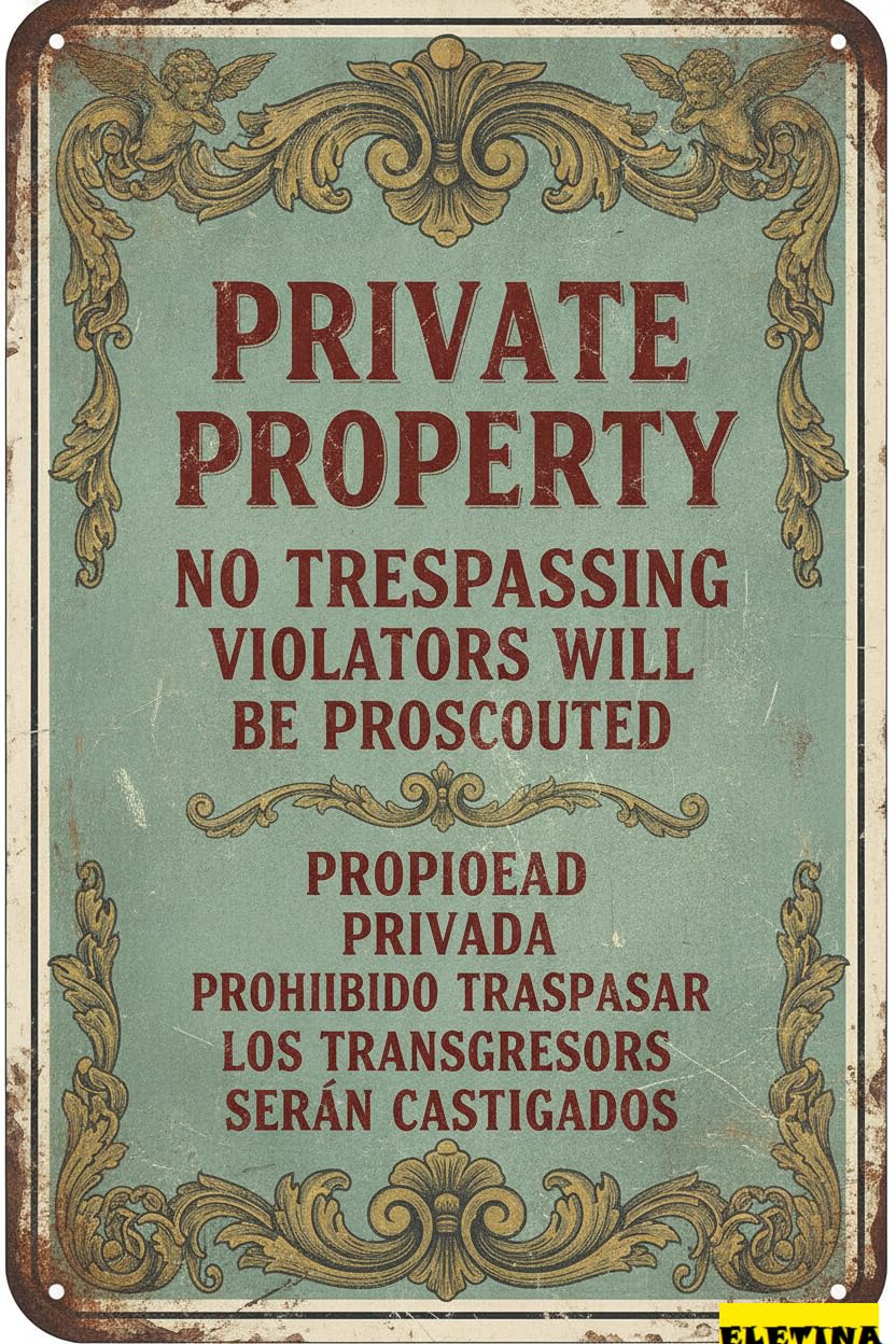 Personalized Sign for Man Cave Caution Warning Beware Aluminum Private Property No Trespassing Metal Tin Warning Retro Metal Wall Hanging Gate Outdoor Driveway Floor Garden 8x12in Decorative