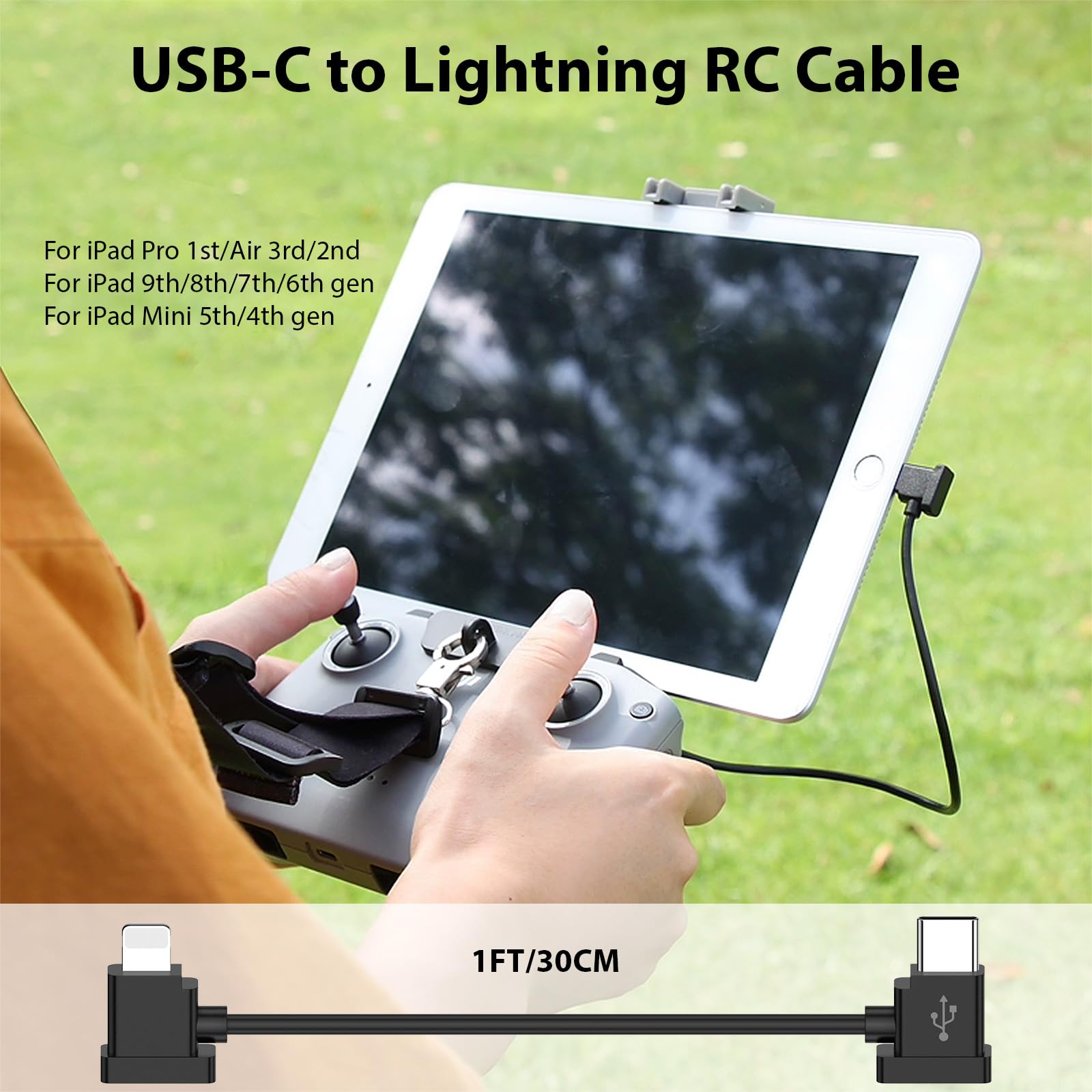 Cavo dati da Lightning a USB-C per controller DJI Drone RC-N1/N2/N3, Link per iPhone 14 13 12 11 Pro Max iPad, per DJI Mavic serie 3, Neo, Mini 4 3 Pro 2 SE, Air 3S 3 Drone, 0,3 m