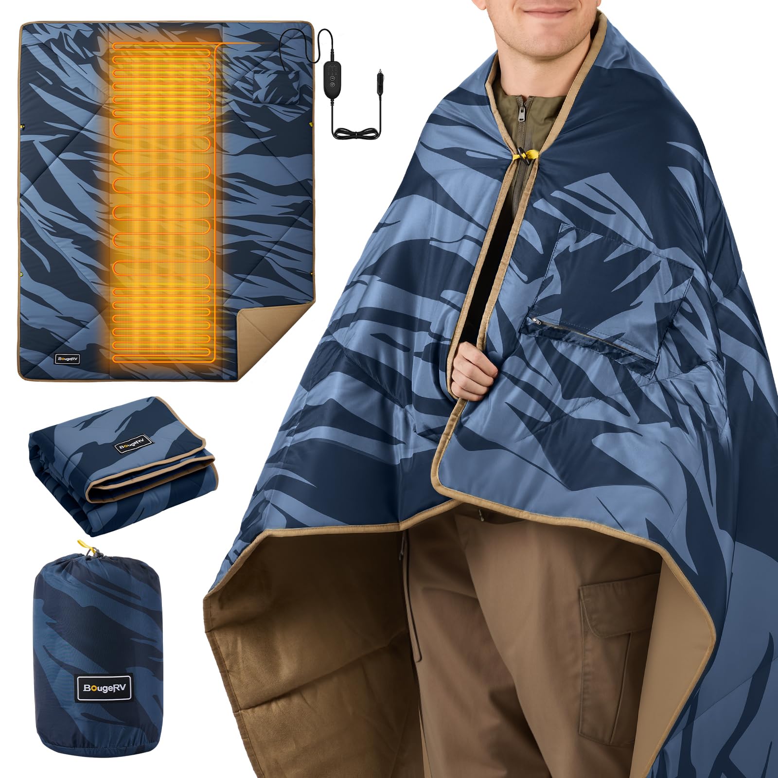 Amazon.com: BougeRV Heated Car Blanket,12 Volt Heated Electric