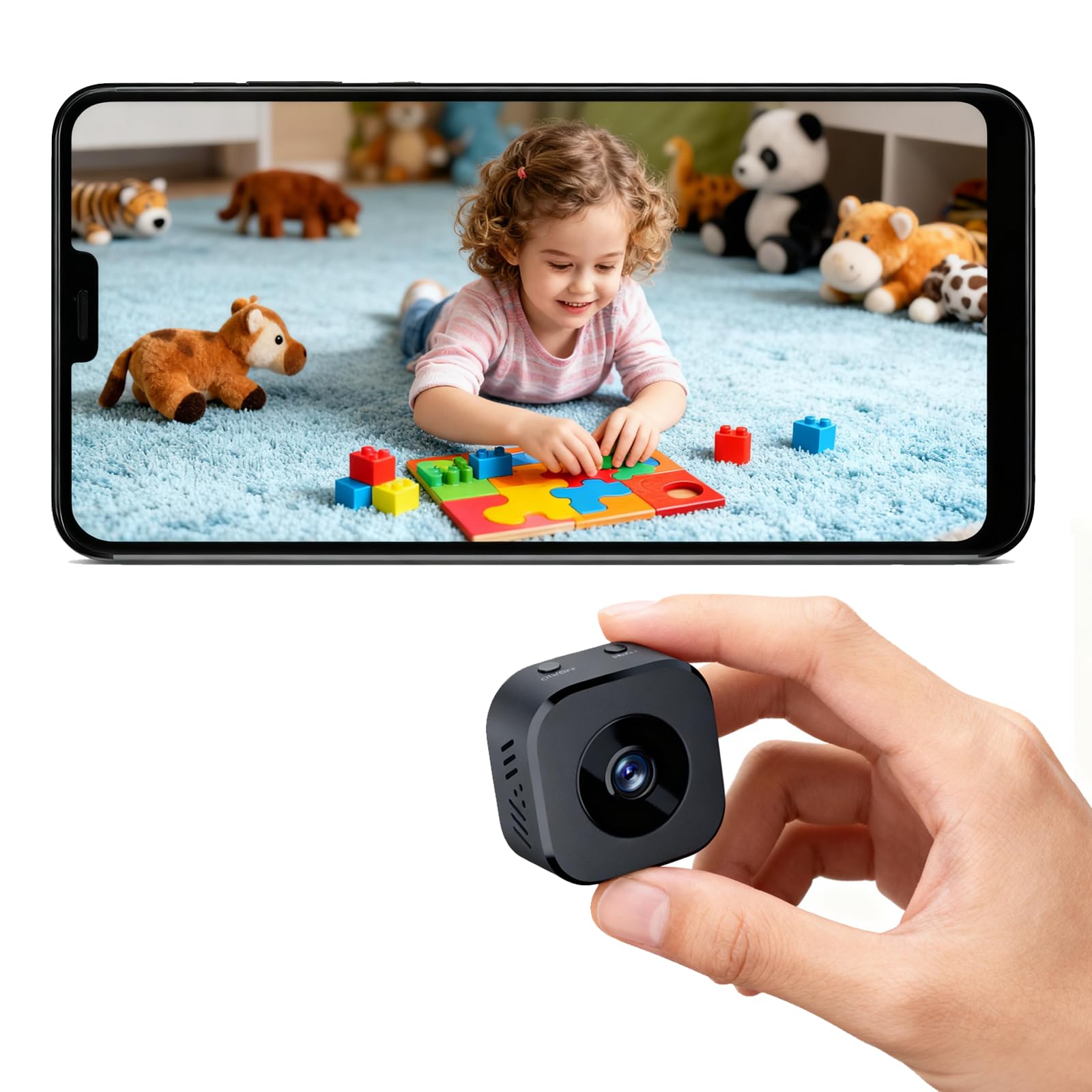 Senri Black 1080P Hd Mini Wifi Hidden Camera - Wireless Indoor Security Cam With Night Vision, Motion Detection, Sd Storage For Home Surveillance, App Control Compatible With Ios & Android For Kids/Pets
