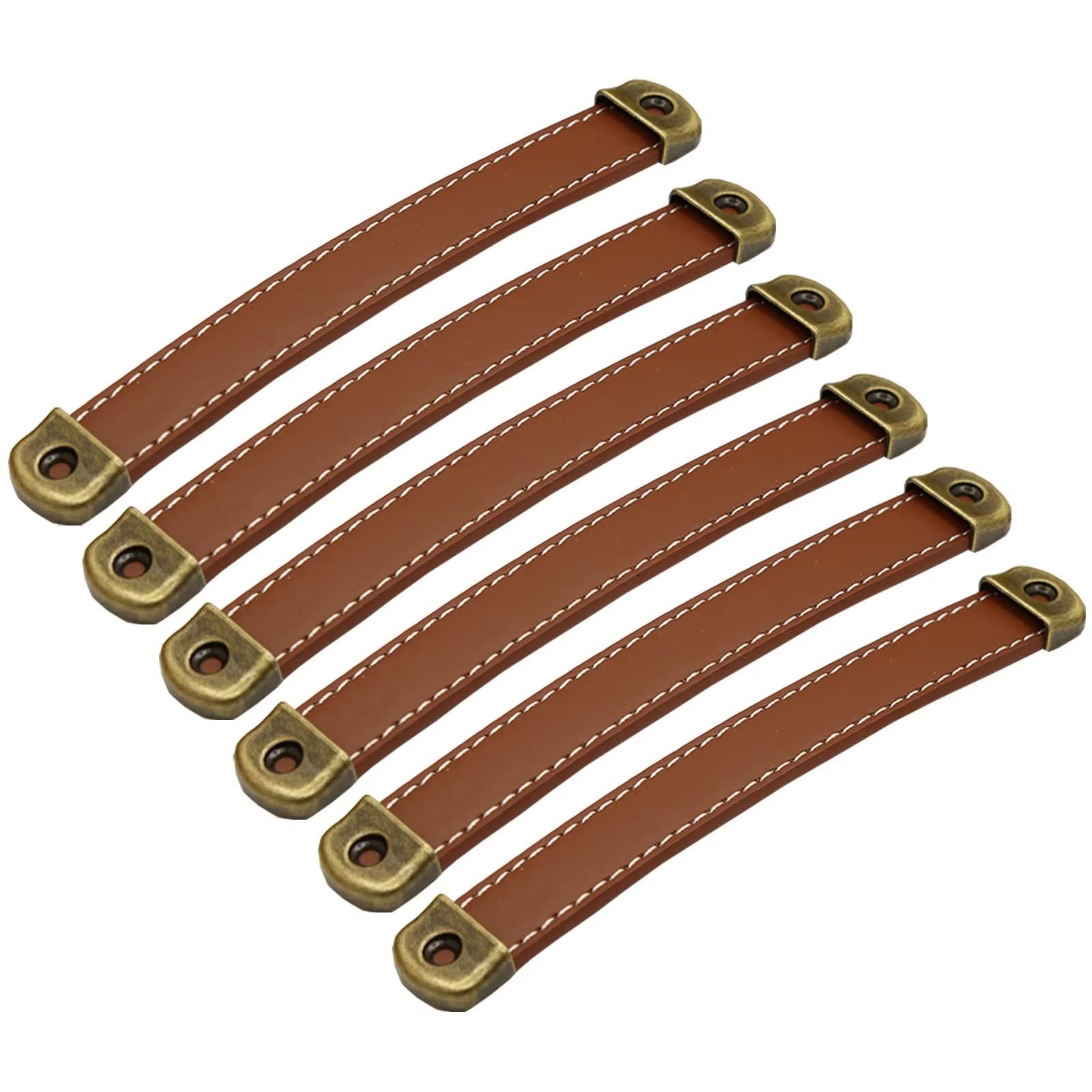Poignées de tiroir en cuir marron 160mm chic pour sublimer vos meubles de cuisine