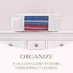 Hayden Hill Chandail de coton biologique de luxe et sac de rangement 20 Ench. Convient 9 Couteaux fins ou 2 Blankets, Respirant, Preuve de la nocivité, Sac de rangement pour vêtements pour cachemire, Certifié carbone neutre, blanc