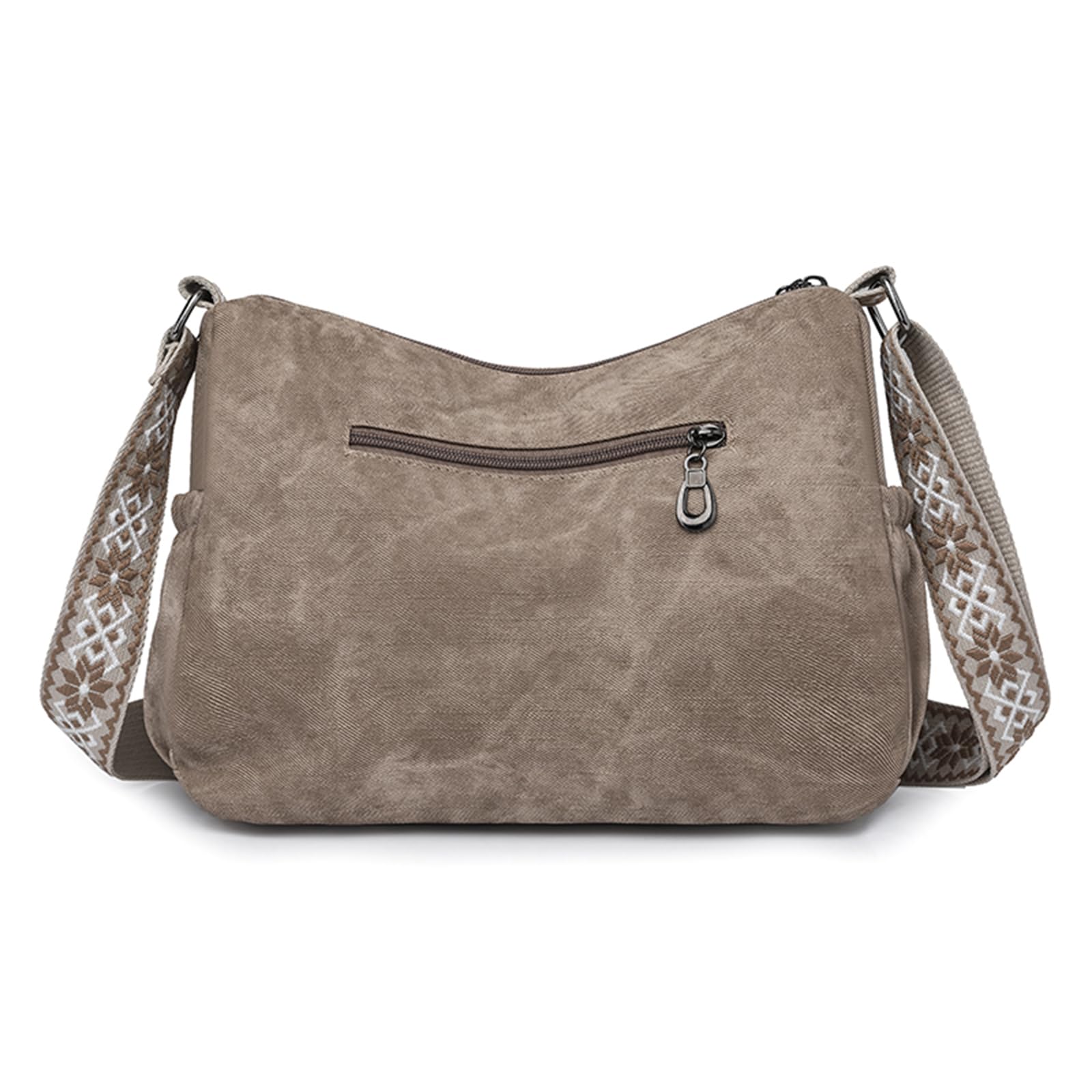 Borsa a tracolla donna in PU grande capacità, elegante, con tasche multiple, stile retrò per uso quotidiano