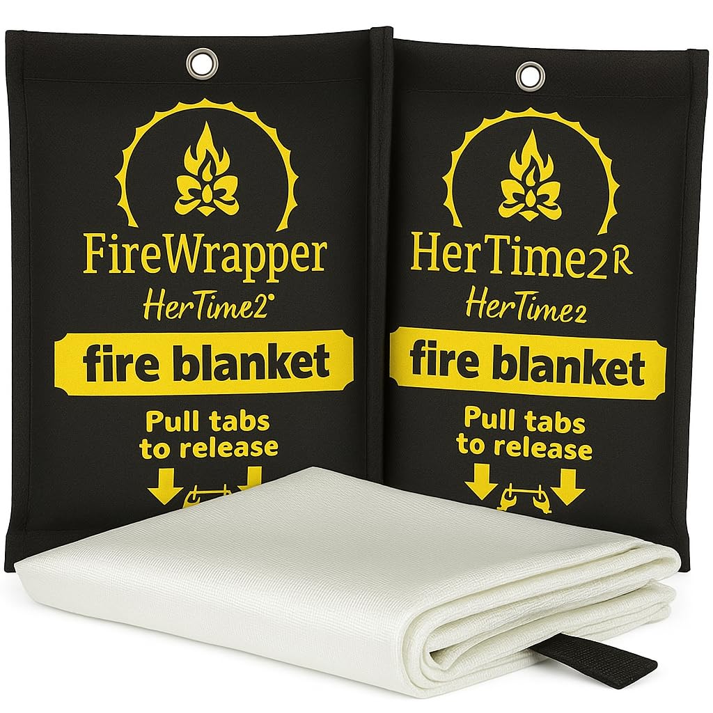 FireWrapper HerTime2 - Mantas ignífugas, resistentes a la intemperie, paquete de 2, protección contra incendios de emergencia reutilizable