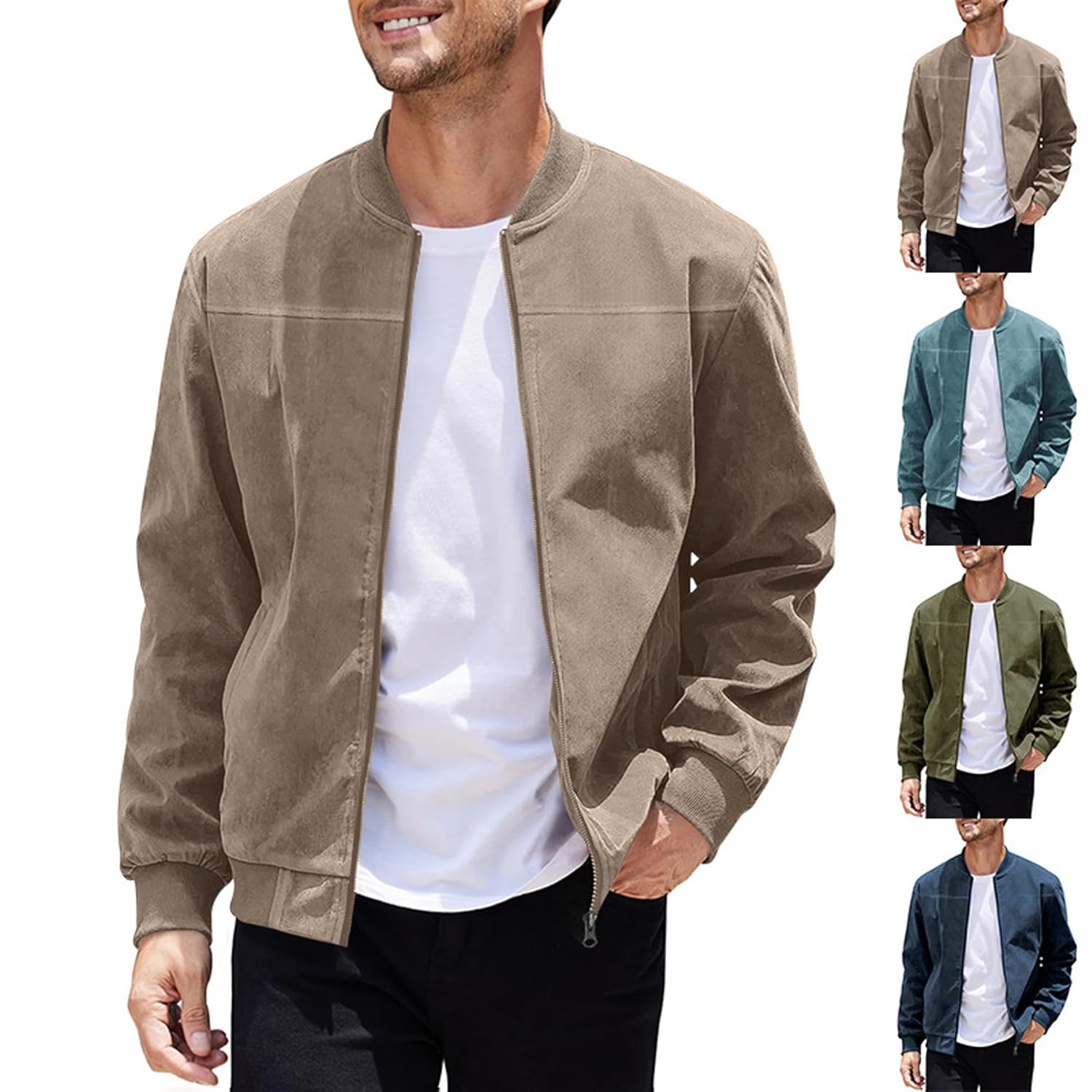 Letuwj Jaqueta bomber masculina de camurça, casual, retrô, com zíper, leve, vintage, outono com bolsos em promoção! Veja a oferta e mais achadinhos de Jaquetas & Casacos 3 Hoje é o melhor dia para comprar Letuwj Jaqueta bomber masculina de camurça, casual, retrô, com zíper, leve, vintage, outono com bolsos com aquele preço maroto! Promoção! Aproveite a oferta! 3