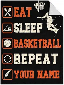 Mercuryelf Custom Basketball Throw Blanket - Soft, Fuzzy & Warm - 60x80 Inches Flannel Blankets for Bed, Couch - Black Sports Funny Throws Gift for Men, Women