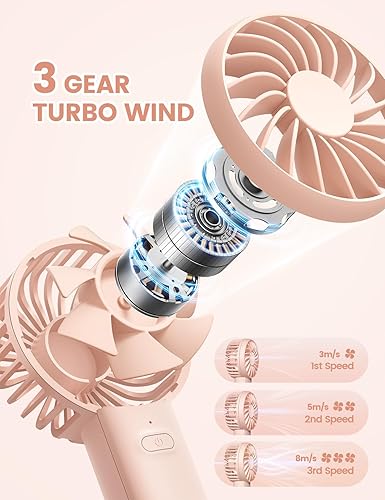 Miniatura 5 de Lamicall Mini ventilador portátil, ventilador de mano de 3 velocidades, batería recargable, ventilador personal, secador de pestañas de maquillaje