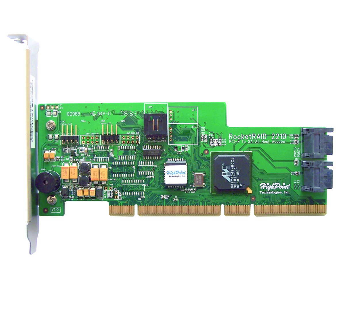 HighPoint RocketRAID Contrôleur Raid 2210 4 canaux Contrôleur Raid PCI-X SATA 3 Go/s
