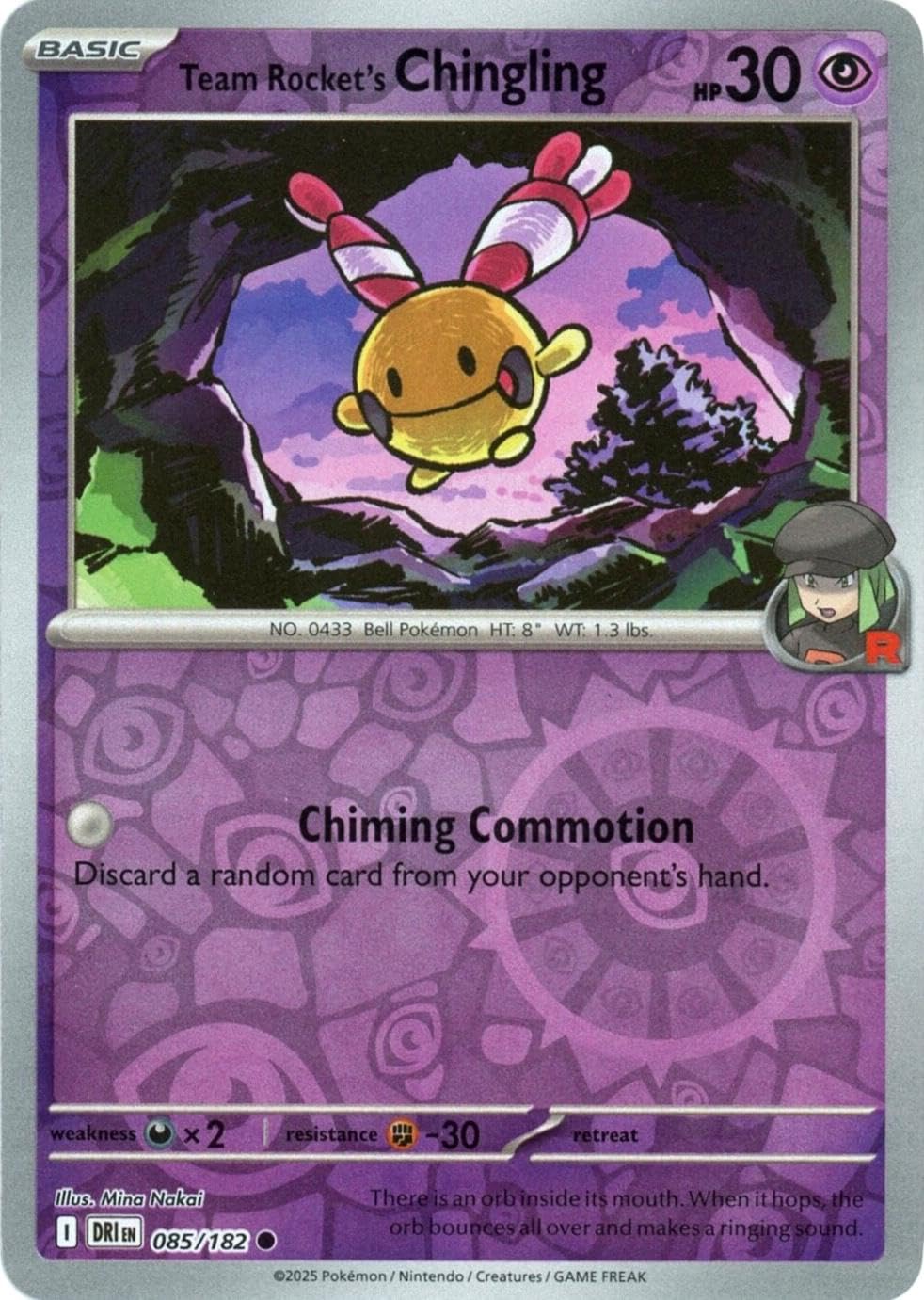 Pokemon - Team Rockets Chingling 085 182 - Destined Rivals - Reverse Foil - Single Card