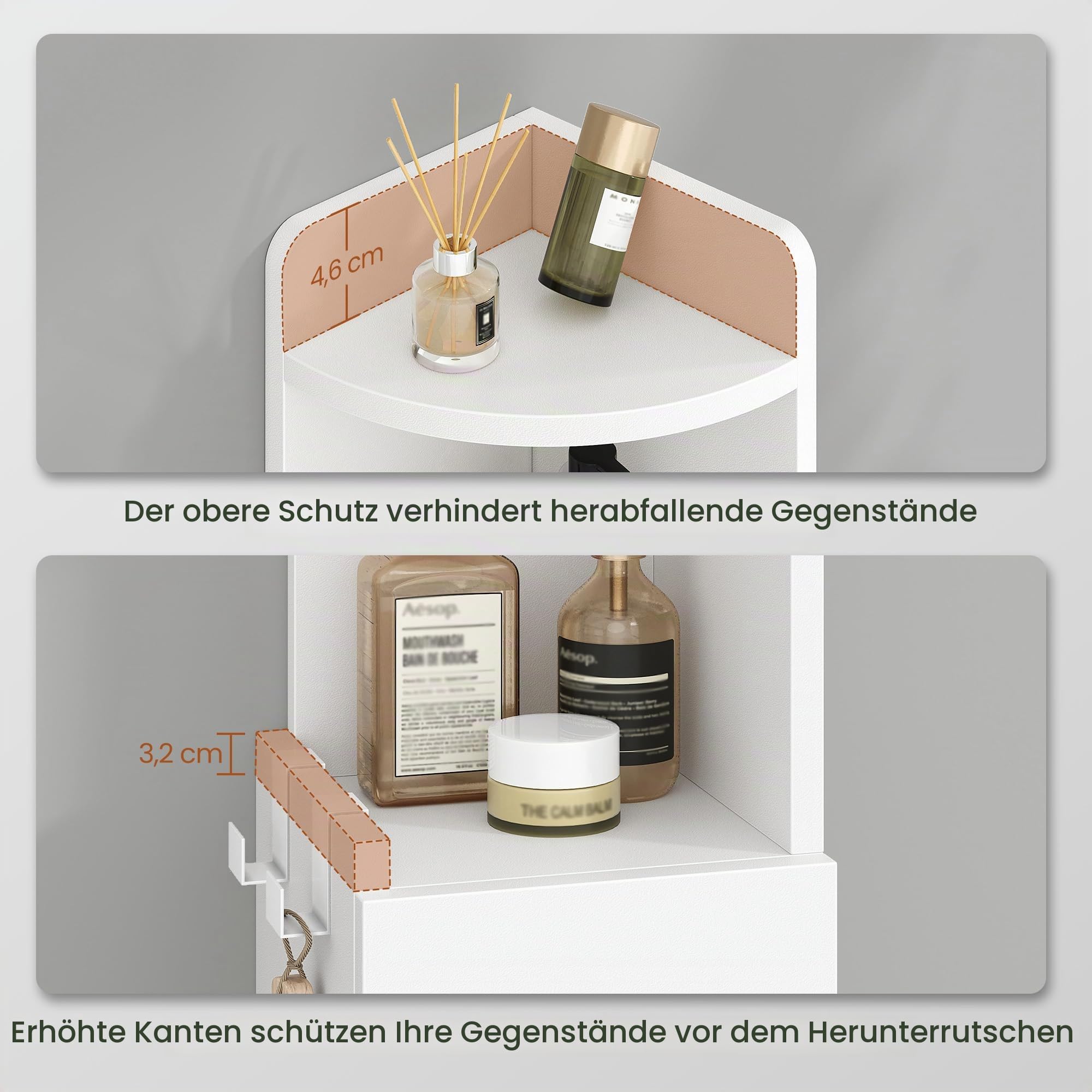 HEXCELEN Badezimmerschrank, Toilettenschrank, 20 x 20 x 185,6 cm Weiß