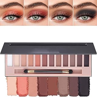 12 Colors Matte Nude Eyeshadow Palette,Naked Eyeshadow Palette Pigmented Blendable Eye Shadow Palette Long Lasting Waterproof Smokey Eye Shadow Pallet Natural Eye Makeup(Matte)