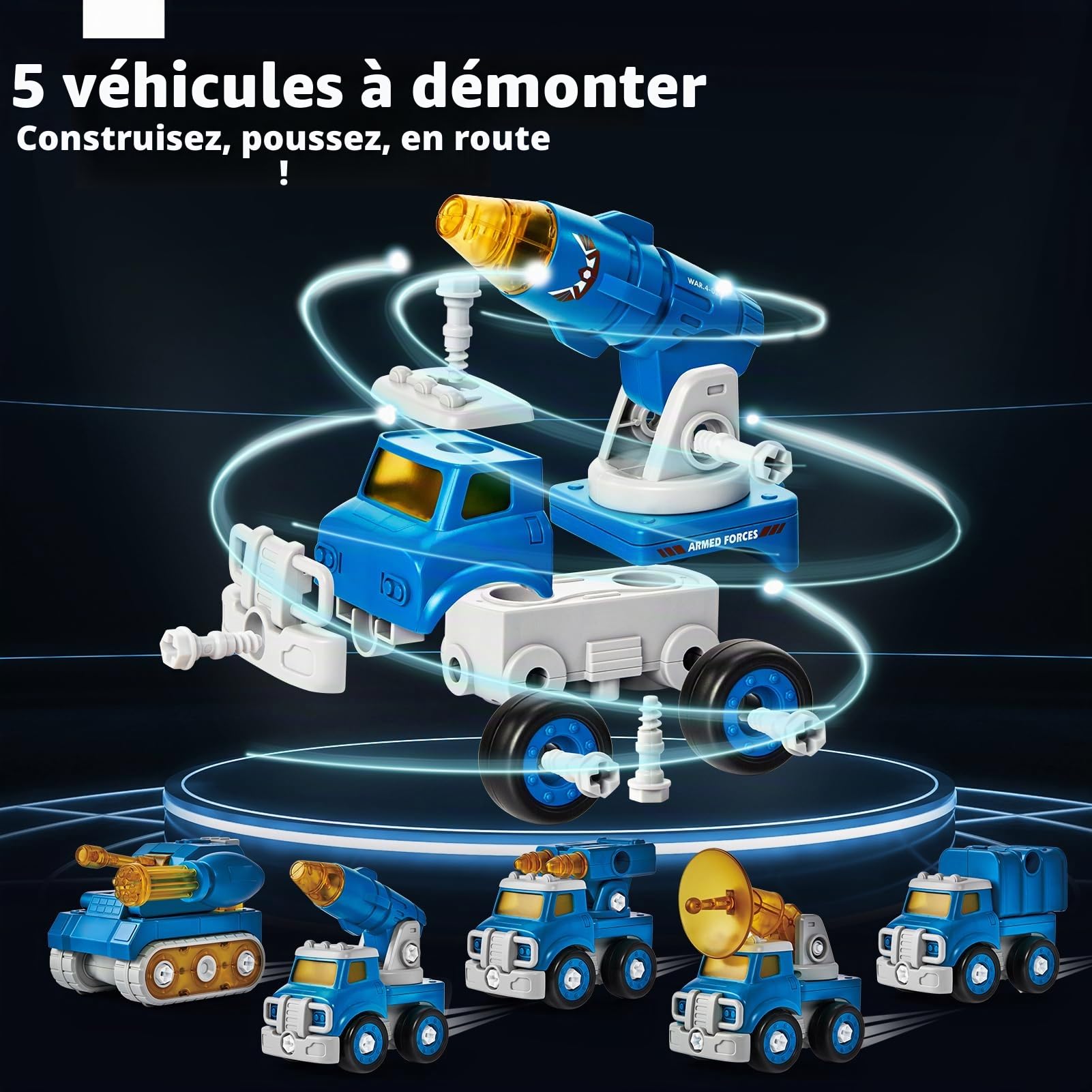 hahaland Jouets Enfant 5-8 Ans, 5 en 1 STEM Kit de Véhicules de Chantier