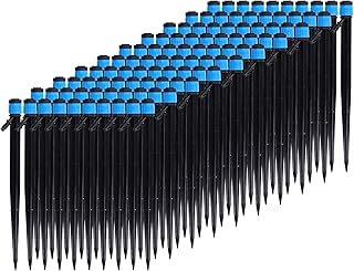 Cabeça de irrigador de gotejamento de jardinagem, 100 peças/saco, emissores de gotejamento de jardinagem preto azul 360 graus para irrigação de estufa de berçário para irrigação de frutas e vegetais