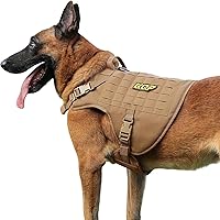 Vista 8 de Arnés táctico para perro, arnés para perro sin tirones, chaleco militar para perro con clips de metal ajustables, arnés reflectante para perros