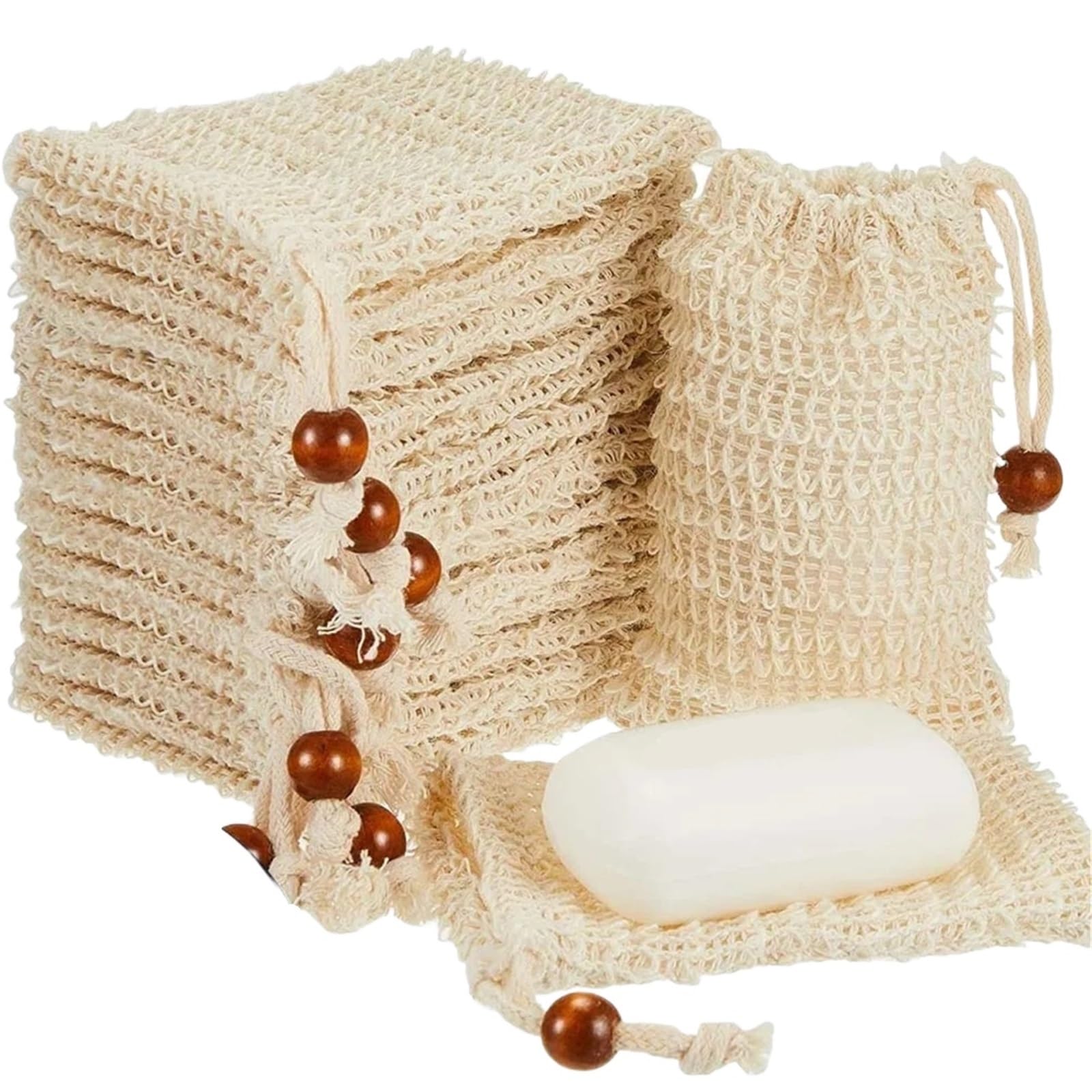Zhsoao One Color 60 Pcs Handmade Soap Saver Bag Exfoliating Bags For Bath & Shower