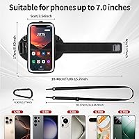 Vista 6 de Soporte para teléfono para correr, caminar y entrenar, brazalete para teléfono celular con mosquetón, bolsa cruzada transparente para teléfono