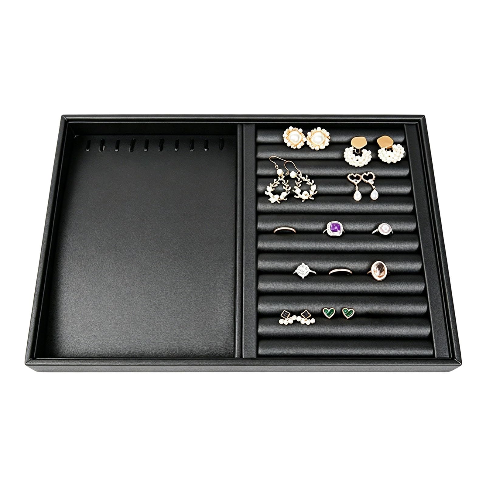 Kaeltsyn Strong Leather Jewelry Arrangement Tray Showcasing Waterproof Construction and Ample Storage Space Jewelry Display for Photography