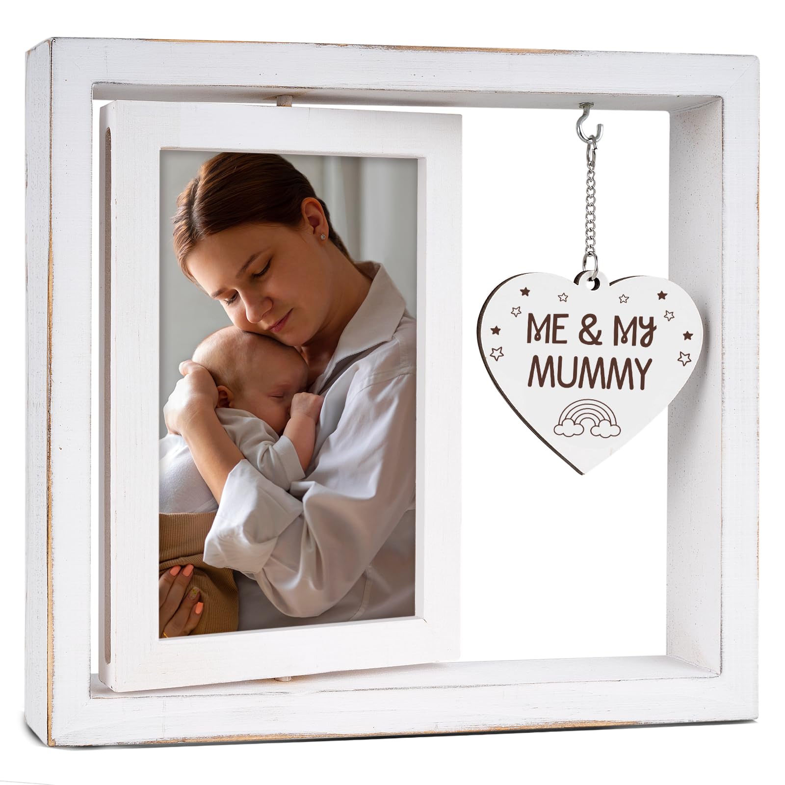 Cadre photo rotatif bébé et maman pour immortaliser la fête prénatale
