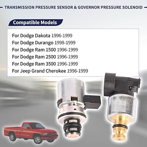 Miniatura 2 de 4617210 56041403AA Sensor de presión de transmisión y kit de solenoide de presión de gobernador A518 42RE 44RE 46RE 47RE Compatible con Dodge Dakota